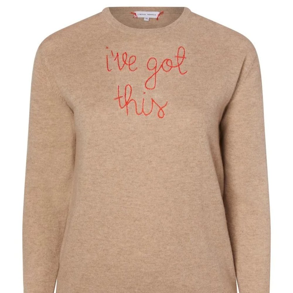 Lingua Franca "I've Got This" Camel Cashmere Sweater (plus)